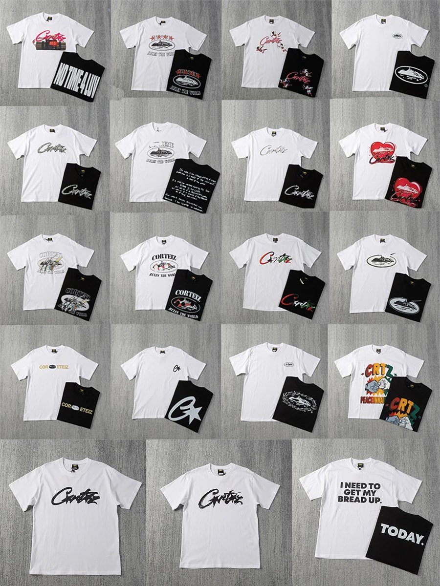 European and American printed short-sleeved T-shirt street loose retro casual half-sleeve  