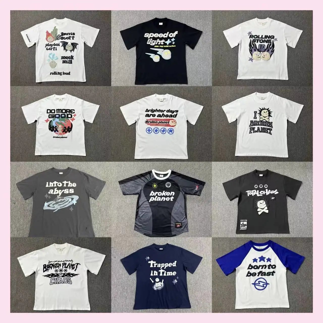 Cartoon foam letter print round neck loose short-sleeved T-shirt for men and women couples  